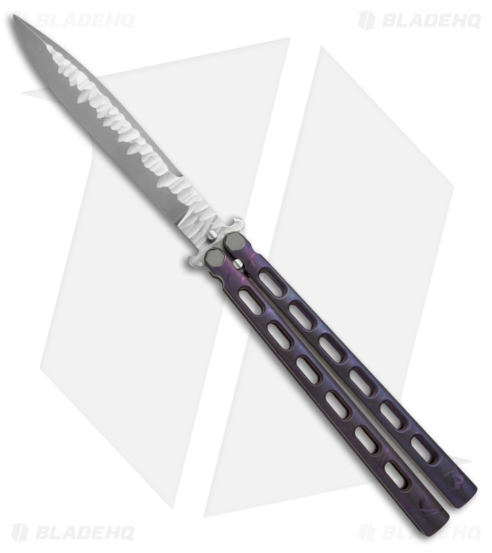 Snody Knives Custom Highroller Balisong Butterfly Knife Purple Ti (5