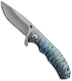 Tim Britton Knives Custom Tango Knife Blue Ti Folder (3.5" Stonewash Plain)