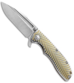 Tim Britton Knives Custom T-10 Flipper Knife Gold Titanium (3" Stonewash)