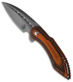 Todd Begg Mini Glimpse Friction Folder Knife Orange G-10 Burst (3" Plain)