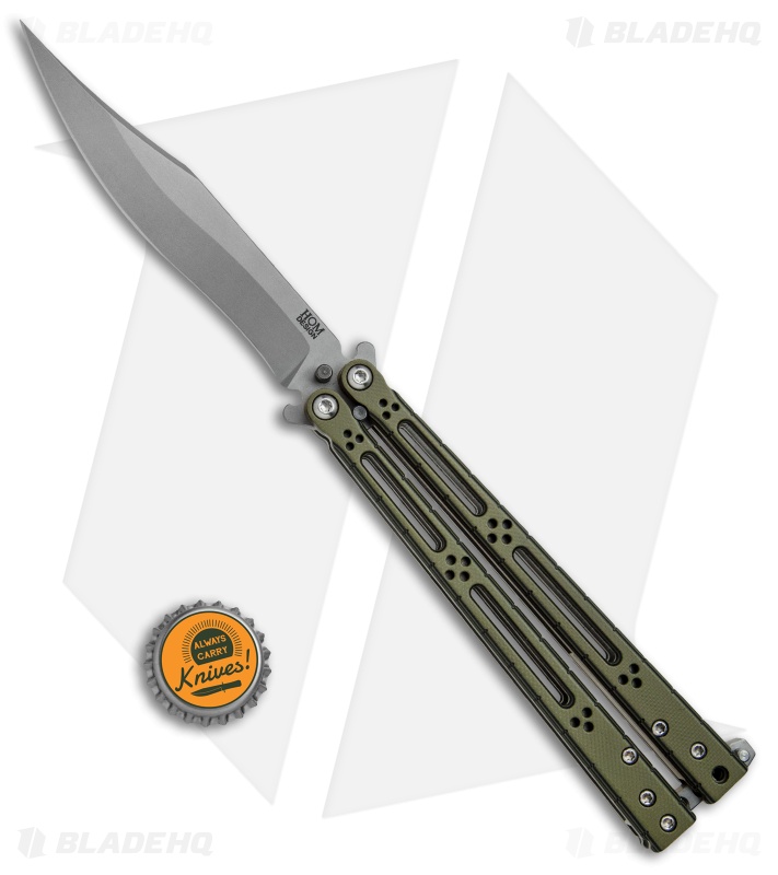 Hom Design BasiliskR Balisong Knife Standard Issue Green G10 (4.625