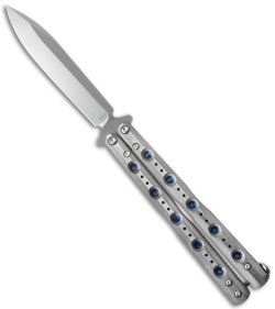 FlyTanium Customized Titanium Benchmade 51 Balisong Knife - Blasted/Satin