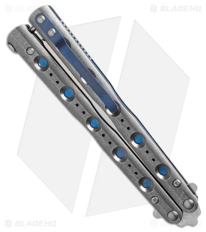 FlyTanium Customized Titanium Benchmade 51 Balisong Knife Stonewash