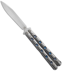 FlyTanium Customized Titanium Benchmade 51 Balisong Knife - Stonewash