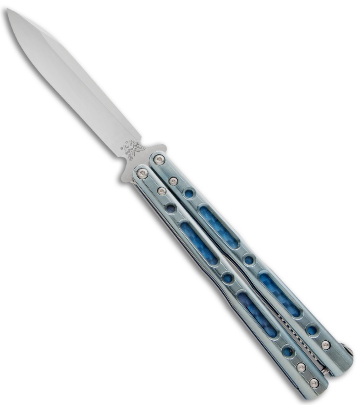 FlyTanium V1 Customized Titanium Benchmade 51 Balisong Knife Aqua