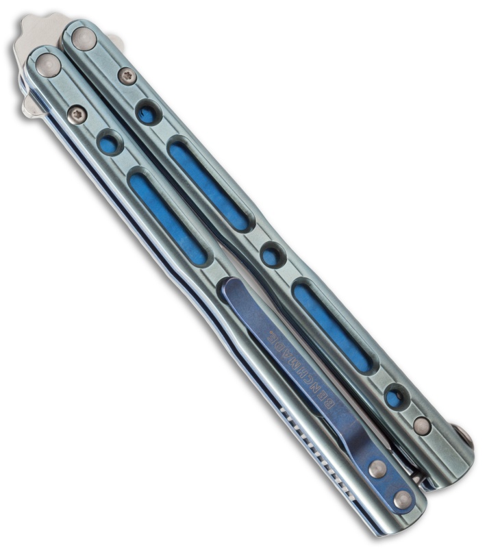 FlyTanium V1 Customized Titanium Benchmade 51 Balisong Knife Aqua