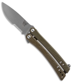 Benchmade 53S Mangus Bali-Song Butterfly Knife Green G-10 (3.15" Satin Serr)
