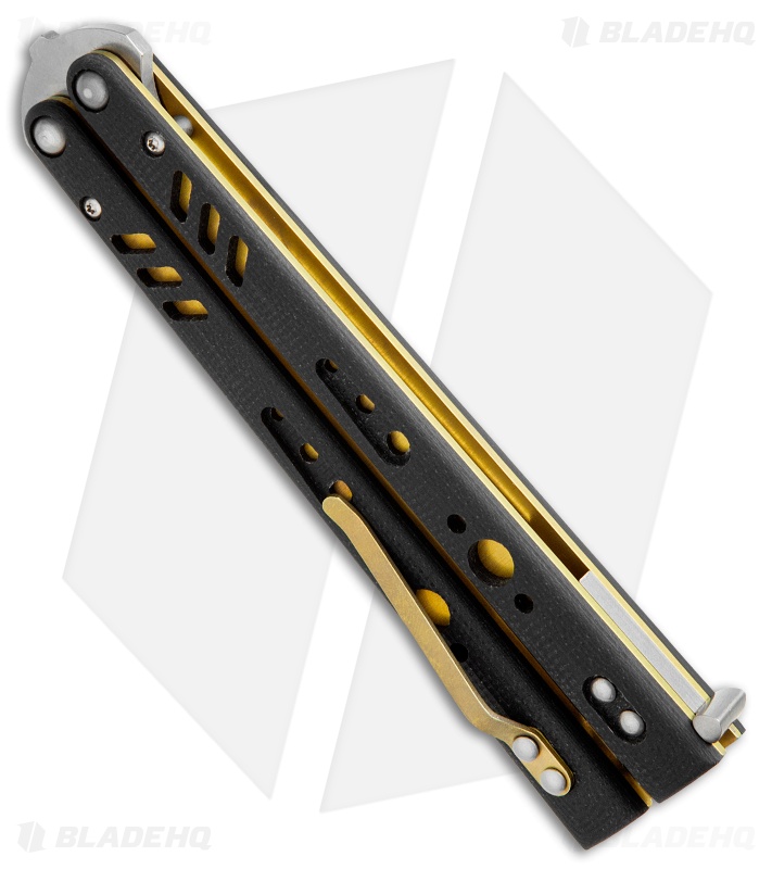 BRS Premium Replicant Balisong Butterfly Knife Black G10/Gold Ti (4.5