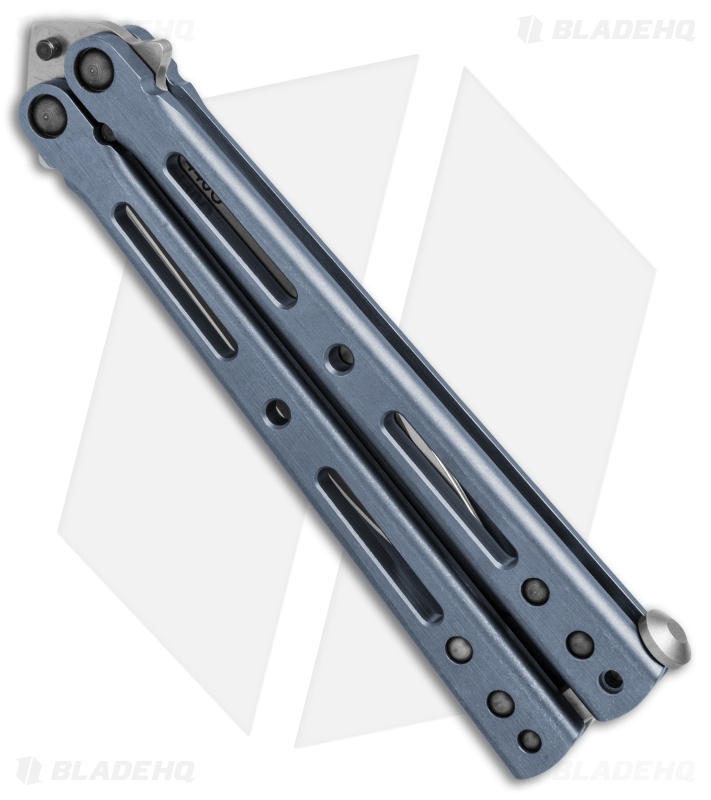 DogBite Knives DB3.1 Balisong Butterfly Knife Blue Ti (4" Stonewash