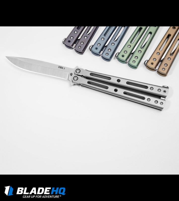 DogBite Knives DB3.1 Balisong Butterfly Knife Green Titanium (4