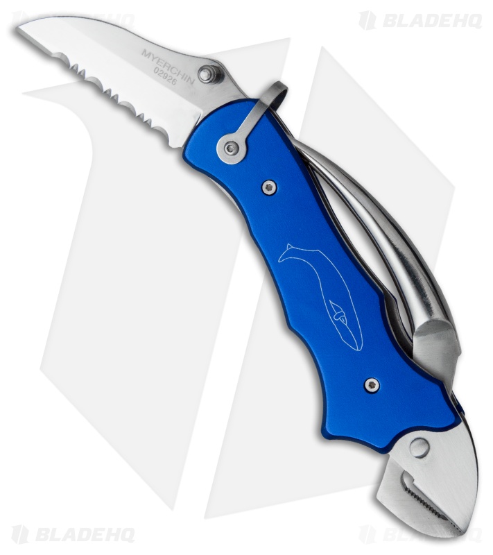 Myerchin Gen. 2 Sailor's Tool Knife Blue Aluminum (2.25" Satin Serr