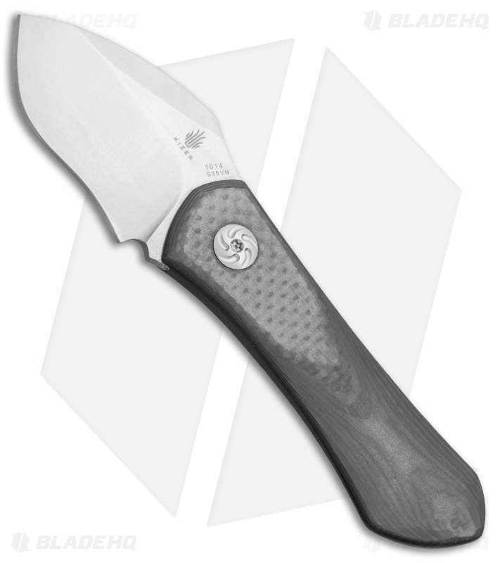 Kizer Thumbper Long Fixed Blade Neck Knife Carbon Fiber (2" Stonewash
