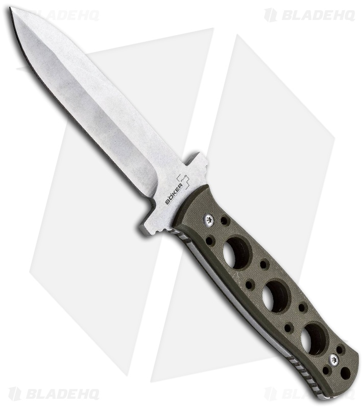 Boker Plus Steel Ranger Fixed Blade Knife Green G10 (4" Stonewash