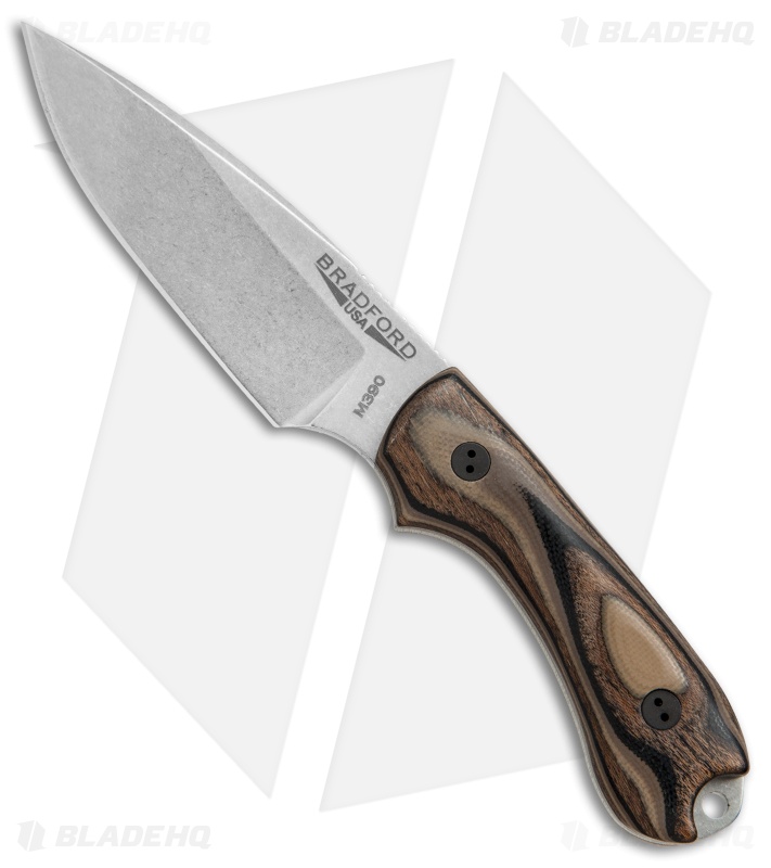 Bradford Knives Guardian3 Fixed Blade GWood (False Edge/M390/Stonewash