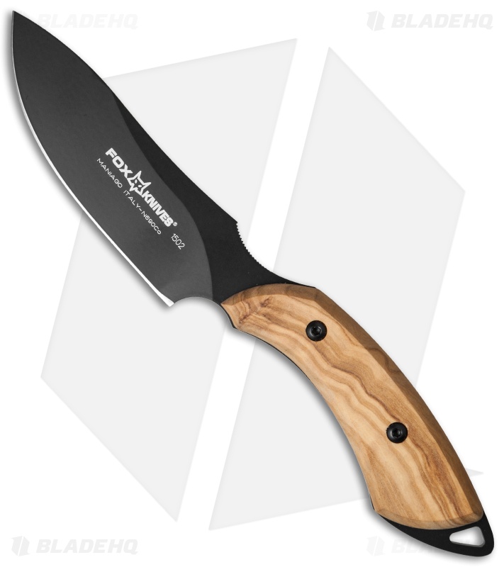 Fox Knives European Hunter Drop Point Knife Olive Wood (3.75" Black