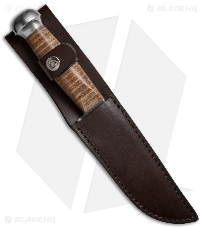 Fox Knives European Hunter Fixed Blade Knife Leather (5" Satin) 620/13