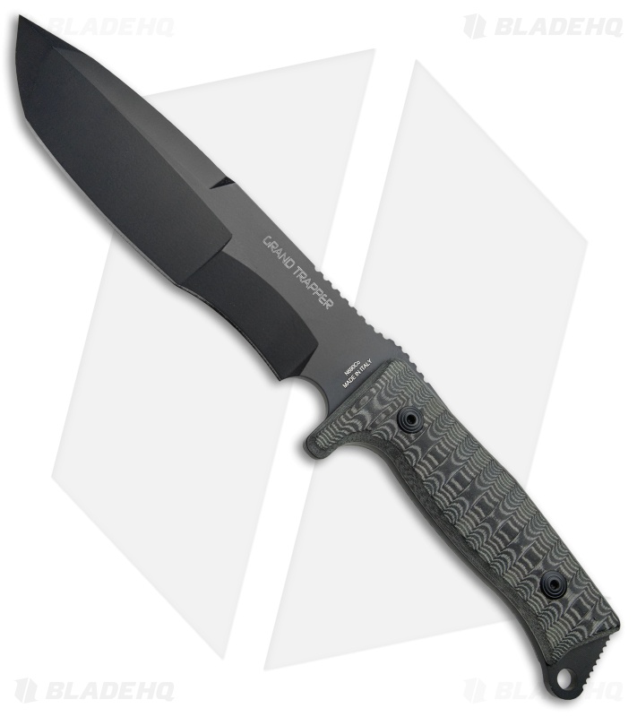 Fox Knives Grand Trapper Fixed Blade Knife Black/Gray Micarta (7" Black