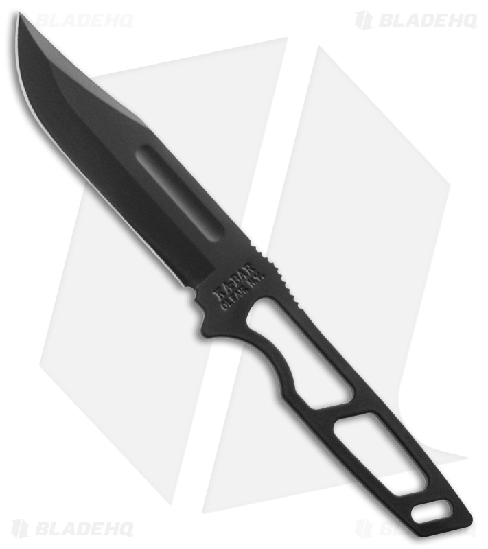 KaBar Clip Point Fixed Blade Neck Knife (3.875" Black ) 1117 Blade HQ