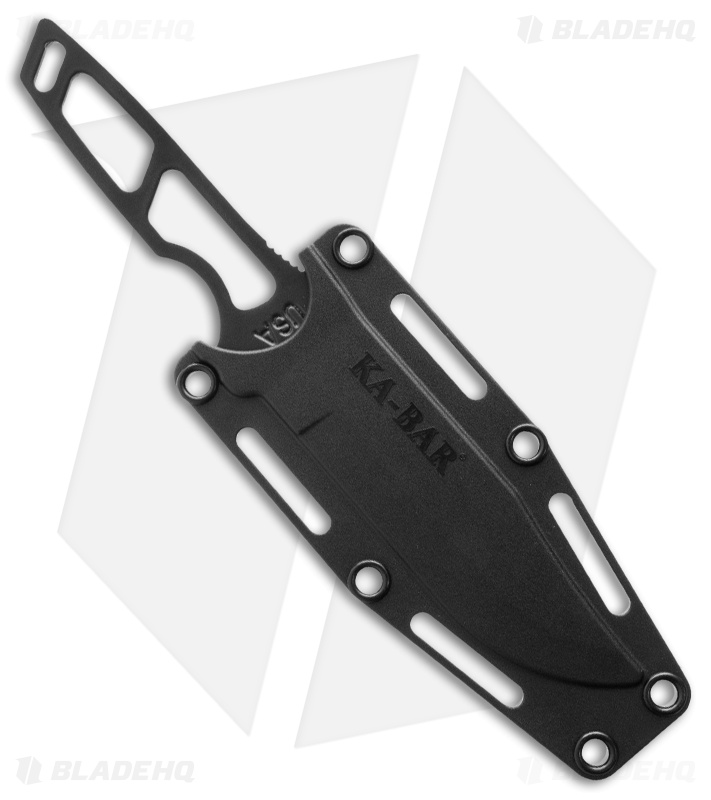 KaBar Clip Point Fixed Blade Neck Knife (3.875" Black ) 1117 Blade HQ