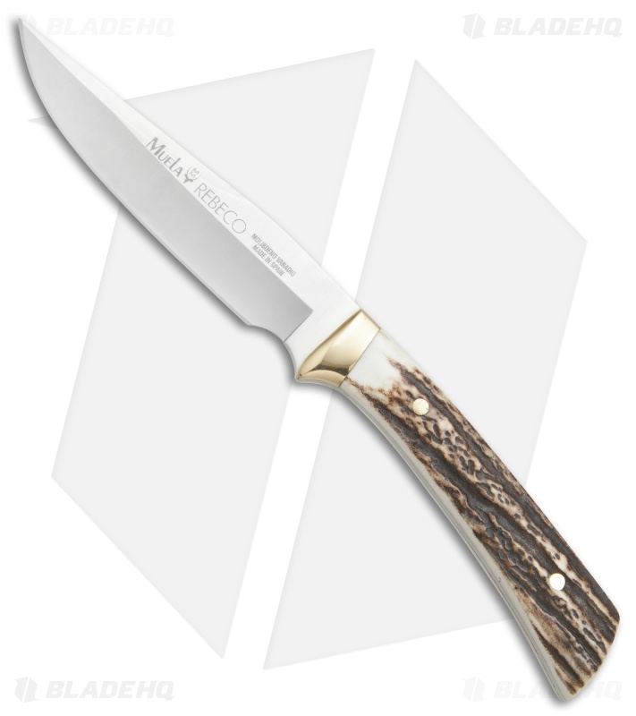 Muela Rebeco Fixed Blade Knife Stag Horn (4.5" Satin) Blade HQ