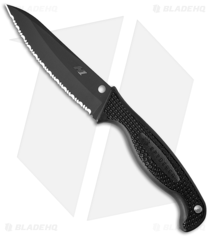 Spyderco Aqua Salt Fixed Blade Dive Knife (4.69" Black Full Serr