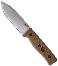 Survive! Knives GSO 4.1 Knife Brown Micarta Fixed Blade (4.25" 20CV) Bow Divot
