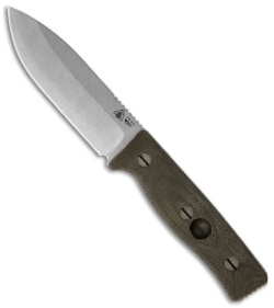 Survive! Knives GSO 4.1 Knife Green Micarta Fixed Blade (4.25" 20CV) Bow Divot