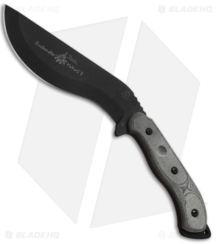 TOPS Knives Bushcrafter Kukuri 7.0 Fixed Blade Knife (7.75" Black) BKUK