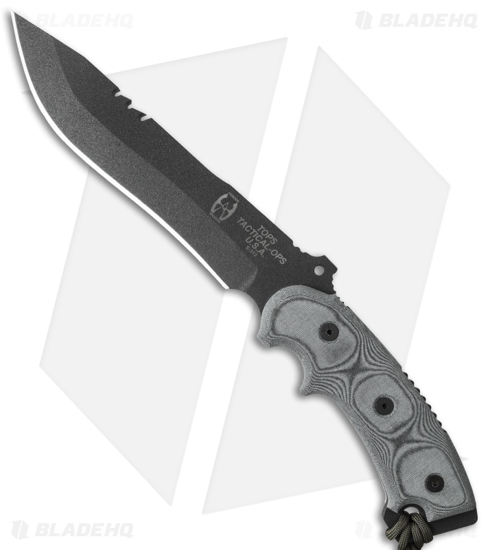 TOPS Knives Ron Hood Anaconda Black Micarta Fixed Blade Knife (7.5