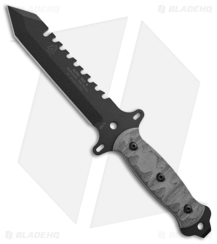 TOPS Knives SurvTac 5 Fixed Blade Knife (5.5" Black Plain) STAC5