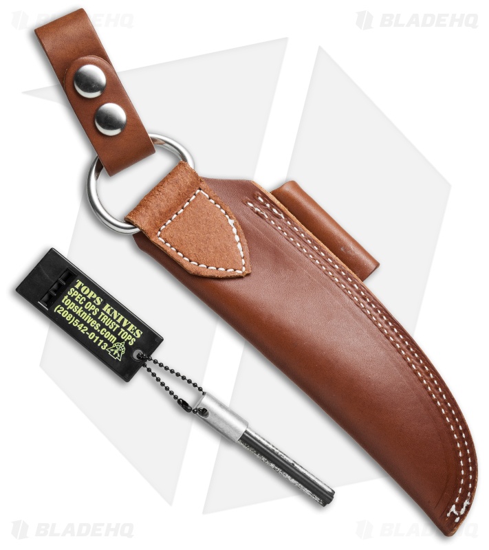 TOPS Knives Bushcraft Brown Leather Sheath Blade HQ