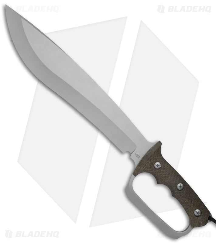 Treeman Knives Combat Machete DGuard Knife Micarta (12" Mag Silver