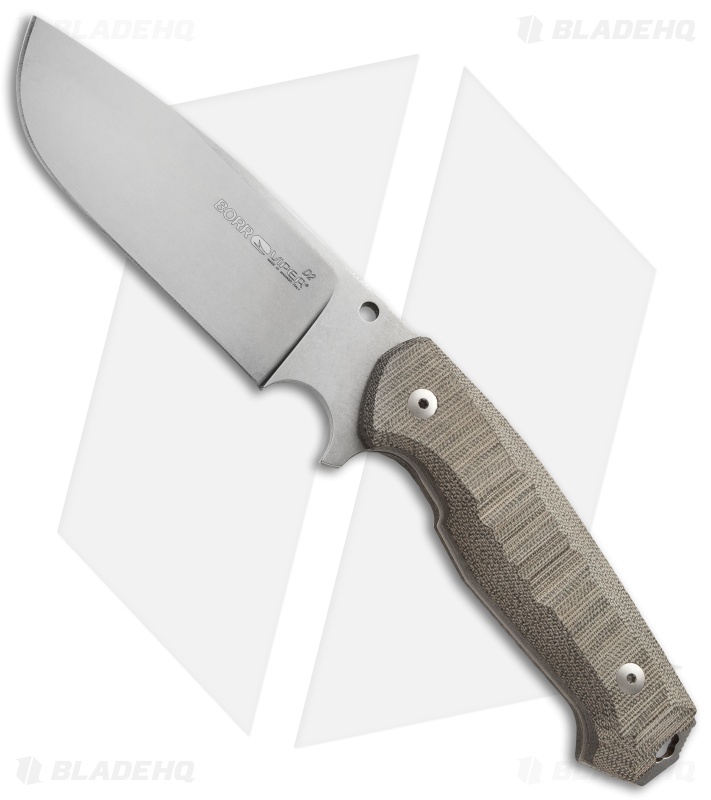 Viper Borr Fixed Blade Knife Micarta (4.875" Stonewash) VT4008SWCG Blade HQ