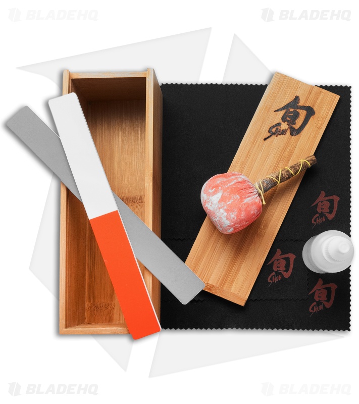 Shun Knife Care Kit Kitchen Polishing Cloth, Sticks, Oil, Talc Ball