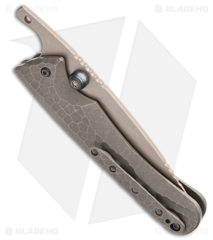 Gavko Custom Friction Folder Knife Carved Titanium (3" Copper SW