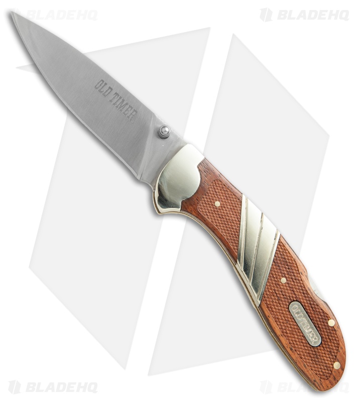 Old Timer Large Lockback Folding Knife Wood (3.3." Satin) 32OT - Blade HQ