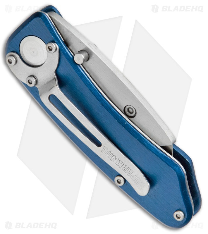 SuperKnife Ultimate Utility Liner Lock Knife Blue Aluminum (2.4" Satin