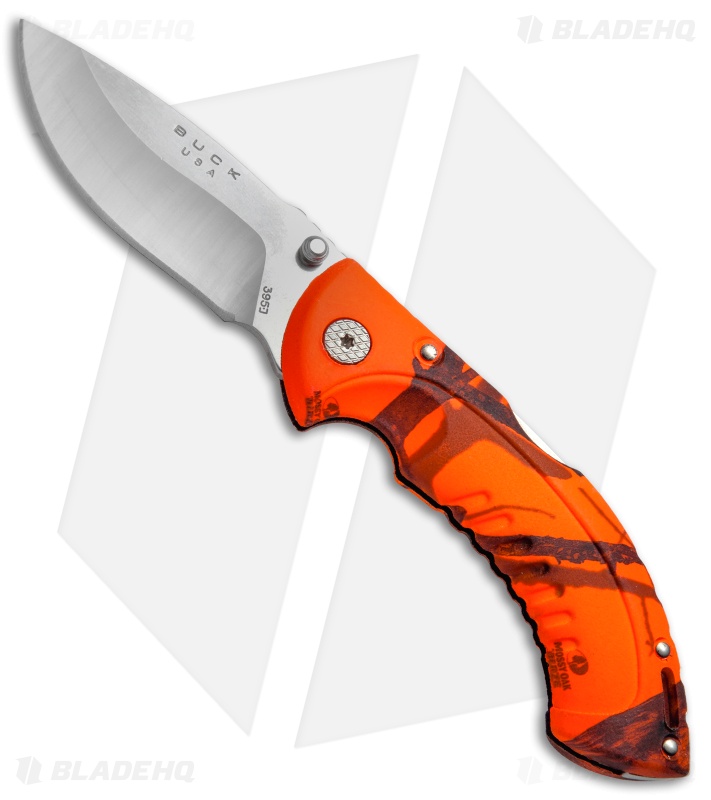 Buck Folding Omni Hunter 10PT Knife Orange Mossy Oak (3" Satin Plain