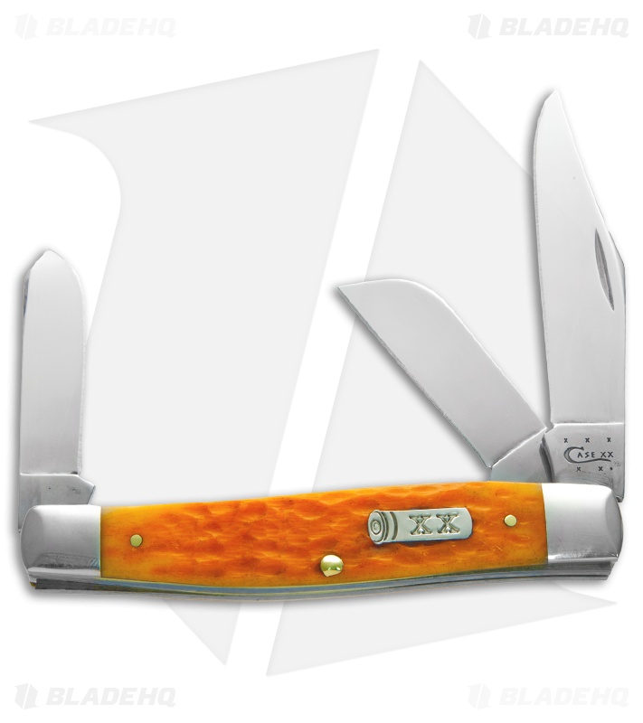 Case Large Stockman Knife 4.25" Orange Bone (6375 SS) 16065 Blade HQ