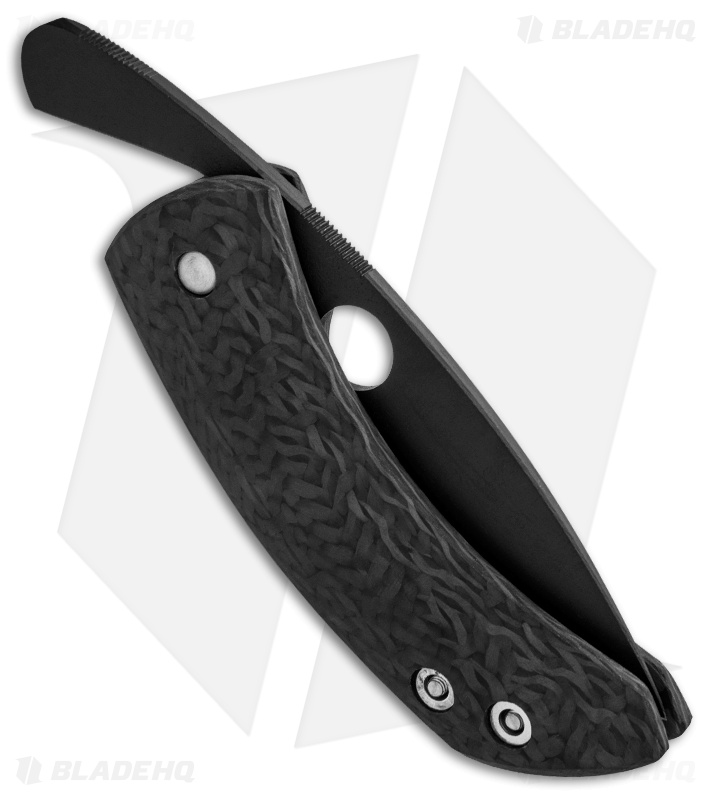 Deviant Blades Chinese Friction Folder Carbon Fiber Knife (2.75" Black Plain) Blade HQ