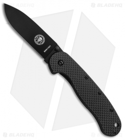 BRK Jeff Randall Avispa Frame Lock Knife Black G-10/Carbon Fiber (3.5" Black D2)