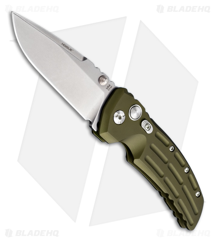 Hogue Knives EX01 Knife OD Green Aluminum Handle Drop Point (3.5