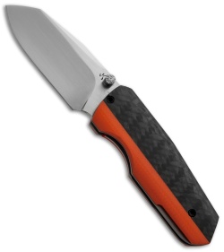 Jeremy Krammes Custom Spark Folder Knife Carbon Fiber/Orange G-10 (2.5" Plain)
