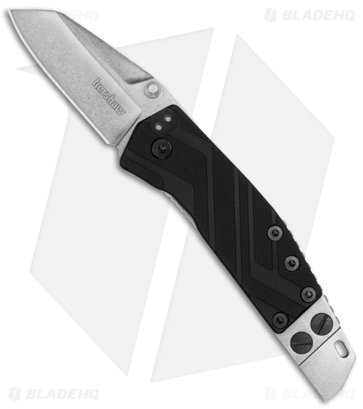 Kershaw Barge Frame Lock Knife w/ Integral Prybar (2.625" Stonewash) 1945 Blade HQ