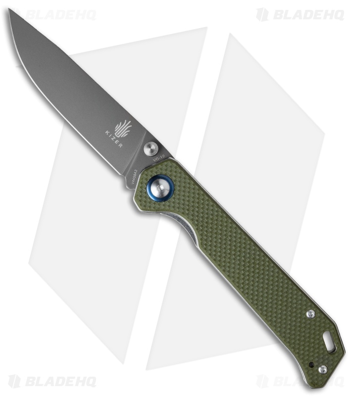 Kizer Vanguard Series Begleiter Knife Green G10 (3.5" Gray) V4458A2