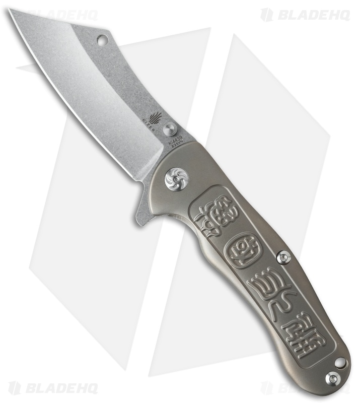 Kizer Zugang Frame Lock Knife Titanium (3.75" Stonewash) Ki4439 Blade HQ
