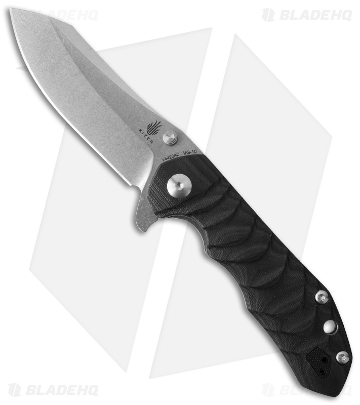 Kizer Vanguard Series Sovereign Flipper Knife Black G10 (3.6" Stonewash