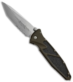 Microtech Green Socom Elite M/A Tanto Knife (4" Stonewash Serr) 161-11GR