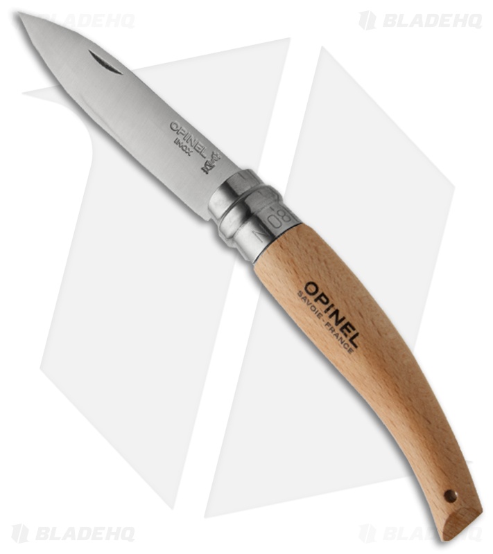 Opinel Garden Knife No. 8 Folding Knife Beechwood (3.25" Satin) - Blade HQ