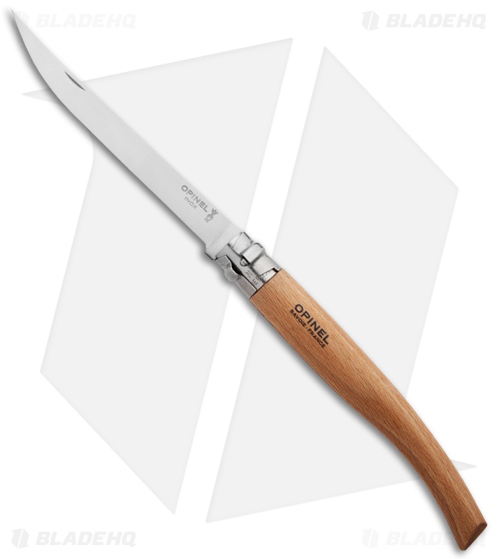 Opinel No 12 Slim Stainless Steel Folding Knife Beechwood (4.875" Satin